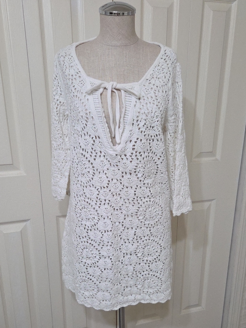 a.n.a White Crochet Tie-Front Swim Coverup
